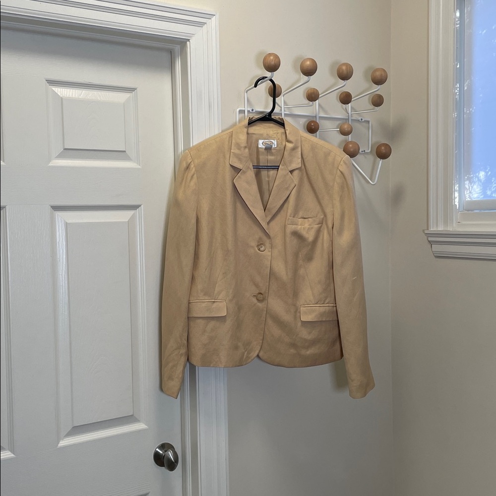 Talbots - Classic Button Down Cottage Core Silk Blend Blazer - Golden - 14